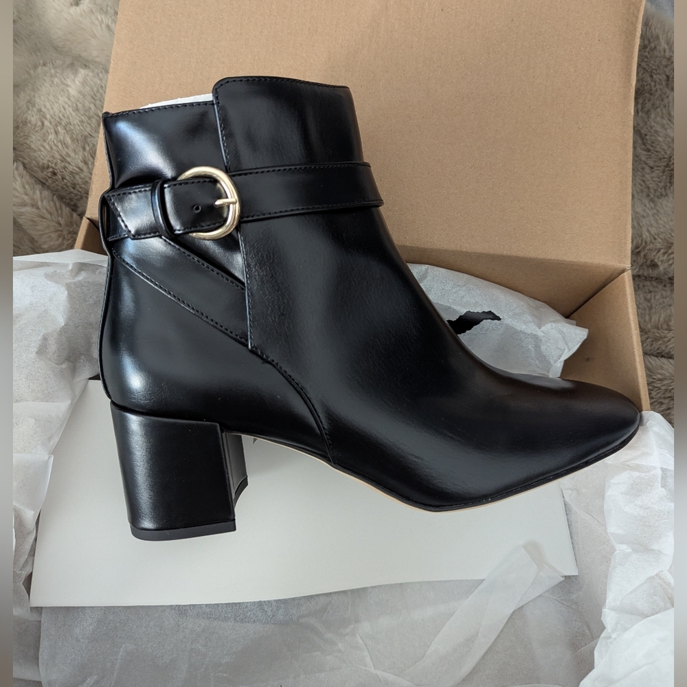 NWT J.Crew Factory Black Ankle Boots Vegan Leather